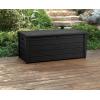 imageKeter Brightwood 120 Gallon Resin Large Deck Box for Patio Garden Outdoor Cushion Storage Pool Accessories Tools Grey