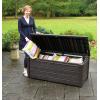 imageKeter Brightwood 120 Gallon Resin Large Deck Box for Patio Garden Outdoor Cushion Storage Pool Accessories Tools Grey