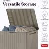 imageKeter City 30 Gallon Resin Outdoor Storage Box and Patio Furniture Side Table for Pool and Garden Accessories BrownBeige