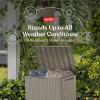 imageKeter City 30 Gallon Resin Outdoor Storage Box and Patio Furniture Side Table for Pool and Garden Accessories BrownBeige