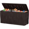 imageKeter Copenhagen 32 Gallon Resin Large Trash Can with Lid for Patio and Outdoor Kitchen Brown32 Gallon