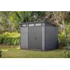 imageKeter Cortina 9x7 Ft AllWeather Storage Shed with Skylight Window Builtin Ventilation Customizable Walls ampamp Lockable Double Doors Graphite