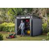 imageKeter Cortina 9x7 Ft AllWeather Storage Shed with Skylight Window Builtin Ventilation Customizable Walls ampamp Lockable Double Doors Graphite