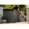 imageKeter Cortina Mega Ft AllWeather Outdoor Resin Horizontal Storage Shed for Outdoor Yard and Garbage Bin Storage with Lockable Doors Graphite