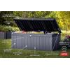 imageKeter Darwin 100 Gallon Resin Large Deck Box Organization and Storage for Patio Storage Box Outdoor Cushions Garden Tools Brown ampamp BlackGrey