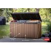 imageKeter Darwin 150 Gallon Resin Large Deck Box  Organization and Storage for Patio Furniture Outdoor Cushions Garden Tools Brown ampamp BlackDeck Box