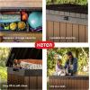 imageKeter Darwin 150 Gallon Resin Large Deck Box  Organization and Storage for Patio Furniture Outdoor Cushions Garden Tools Brown ampamp BlackDeck Box