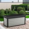 imageKeter Denali 150 Gallon Resin Large Deck Box with Double Wall 20mm Panels  Paintable and DrillableOrganization and Storage for Patio Furniture and Outdoor Items Grey ampamp Black