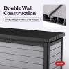 imageKeter Denali 150 Gallon Resin Large Deck Box with Double Wall 20mm Panels  Paintable and DrillableOrganization and Storage for Patio Furniture and Outdoor Items Grey ampamp Black