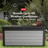 imageKeter Denali 150 Gallon Resin Large Deck Box with Double Wall 20mm Panels  Paintable and DrillableOrganization and Storage for Patio Furniture and Outdoor Items Grey ampamp Black