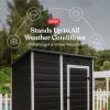 imageKeter Essential Shed 4x6 Resin Outdoor Storage Shed Ideal Storage for Patio Furniture Garden Tools Bike Accessories Beach Chairs and Lawn Mower Black and White