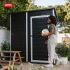 imageKeter Essential Shed 4x6 Resin Outdoor Storage Shed Ideal Storage for Patio Furniture Garden Tools Bike Accessories Beach Chairs and Lawn Mower Black and White