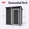 imageKeter Essential Shed 4x6 Resin Outdoor Storage Shed Ideal Storage for Patio Furniture Garden Tools Bike Accessories Beach Chairs and Lawn Mower Black and White
