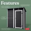 imageKeter Essential Shed 4x6 Resin Outdoor Storage Shed Ideal Storage for Patio Furniture Garden Tools Bike Accessories Beach Chairs and Lawn Mower Black and White