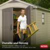 imageKeter Factor 8 x 11 Foot All Weather Resin Outdoor Storage Shed with 2 Shelves Included and Builtin Ventilation for Backyard Organization Taupe8x11
