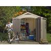 imageKeter Factor 8 x 11 Foot All Weather Resin Outdoor Storage Shed with 2 Shelves Included and Builtin Ventilation for Backyard Organization Taupe8x6 ft