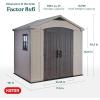 imageKeter Factor 8 x 11 Foot All Weather Resin Outdoor Storage Shed with 2 Shelves Included and Builtin Ventilation for Backyard Organization Taupe8x6 ft