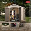 imageKeter Factor 8 x 11 Foot All Weather Resin Outdoor Storage Shed with 2 Shelves Included and Builtin Ventilation for Backyard Organization Taupe8x6 ft