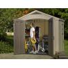imageKeter Factor 8 x 11 Foot All Weather Resin Outdoor Storage Shed with 2 Shelves Included and Builtin Ventilation for Backyard Organization Taupe8x6 ft