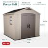 imageKeter Factor 8 x 11 Foot All Weather Resin Outdoor Storage Shed with 2 Shelves Included and Builtin Ventilation for Backyard Organization Taupe8x8