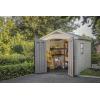 imageKeter Factor 8 x 11 Foot All Weather Resin Outdoor Storage Shed with 2 Shelves Included and Builtin Ventilation for Backyard Organization Taupe8x8