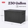 imageKeter Java XXL 230 Gallon Resin Rattan Look Large Outdoor Storage Deck Box for Patio Furniture Cushions Pool Toys and Garden Tools Dark GreyBox
