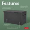 imageKeter Java XXL 230 Gallon Resin Rattan Look Large Outdoor Storage Deck Box for Patio Furniture Cushions Pool Toys and Garden Tools Dark GreyBox