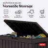imageKeter Kentwood 50 Gallon Resin Deck BoxOrganization and Storage for Patio Cushions Throw Pillows and Garden Tools Dark GreyBrown