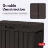 imageKeter Kentwood 50 Gallon Resin Deck BoxOrganization and Storage for Patio Cushions Throw Pillows and Garden Tools Dark GreyBrown