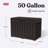 imageKeter Kentwood 50 Gallon Resin Deck BoxOrganization and Storage for Patio Cushions Throw Pillows and Garden Tools Dark GreyBrown