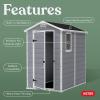 imageKeter Manor 4x6 Resin Outdoor Storage Shed KitPerfect to Store Patio Furniture Garden Tools Bike Accessories Beach Chairs and Lawn Mower Grey ampamp White