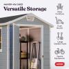 imageKeter Manor 4x6 Resin Outdoor Storage Shed KitPerfect to Store Patio Furniture Garden Tools Bike Accessories Beach Chairs and Lawn Mower Grey ampamp White