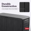 imageKeter Marvel Plus 71 Gallon Resin Deck BoxOrganization and Storage for Patio Furniture Outdoor Cushions Throw Pillows Garden Tools and Pool Toys Dark GreyGraphite