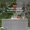 imageKeter Marvel Plus 71 Gallon Resin Deck BoxOrganization and Storage for Patio Furniture Outdoor Cushions Throw Pillows Garden Tools and Pool Toys Dark GreyLight Grey