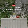 imageKeter Marvel Plus 71 Gallon Resin Deck BoxOrganization and Storage for Patio Furniture Outdoor Cushions Throw Pillows Garden Tools and Pool Toys Dark GreyBeige