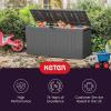 imageKeter Marvel Plus 71 Gallon Resin Deck BoxOrganization and Storage for Patio Furniture Outdoor Cushions Throw Pillows Garden Tools and Pool Toys Dark GreyLight Grey