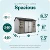 imageKeter Oakland 11 x 75 Ft Spacious Heavy Duty Storage Shed for Organizing Garden Accessories and Outdoor Tools with Double Doors High Ceiling Gray