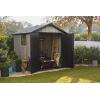 imageKeter Oakland 75x7 Foot Large Resin Outdoor Shed with Customizable Walls for Lawn Mower and Bike Storage 75 x 7 GreyGray
