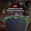 imageKeter Resin Rattan Set of 2 Round Hanging Planter Baskets for Indoor and Outdoor PlantsPerfect for Porches and Patio Decor CappuccinoGraphite