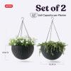 imageKeter Resin Rattan Set of 2 Round Hanging Planter Baskets for Indoor and Outdoor PlantsPerfect for Porches and Patio Decor CappuccinoGraphite