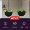 imageKeter Resin Rattan Set of 2 Round Hanging Planter Baskets for Indoor and Outdoor PlantsPerfect for Porches and Patio Decor CappuccinoGraphite