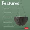 imageKeter Resin Rattan Set of 2 Round Hanging Planter Baskets for Indoor and Outdoor PlantsPerfect for Porches and Patio Decor CappuccinoTaupe