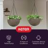 imageKeter Resin Rattan Set of 2 Round Hanging Planter Baskets for Indoor and Outdoor PlantsPerfect for Porches and Patio Decor CappuccinoTaupe