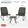 imageKeter Rio 3 Piece Resin Wicker Patio Furniture Set with Side Table and Outdoor Chairs for Front Porch and Backyard Decor Dark GreyBrown