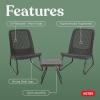 imageKeter Rio 3 Piece Resin Wicker Patio Furniture Set with Side Table and Outdoor Chairs for Front Porch and Backyard Decor Dark GreyDark Grey