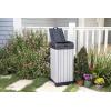 imageKeter Rockford Resin 38 Gallon Outdoor Kitchen Trash Can with Lid and Drip Tray for Easy CleaningPerfect for Patio Dining GreyRockford