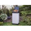 imageKeter Rockford Resin 38 Gallon Outdoor Kitchen Trash Can with Lid and Drip Tray for Easy CleaningPerfect for Patio Dining GreyRockford
