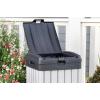 imageKeter Rockford Resin 38 Gallon Outdoor Kitchen Trash Can with Lid and Drip Tray for Easy CleaningPerfect for Patio Dining GreyRockford