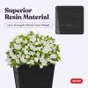 imageKeter Set of 2 Resin Modern Outdoor 22 Inch Tall Large Flower Pots Tapered Wood Look Planters for Outdoor Plants and Front Porch Decor Graphite