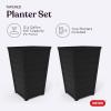 imageKeter Set of 2 Resin Modern Outdoor 22 Inch Tall Large Flower Pots Tapered Wood Look Planters for Outdoor Plants and Front Porch Decor Graphite